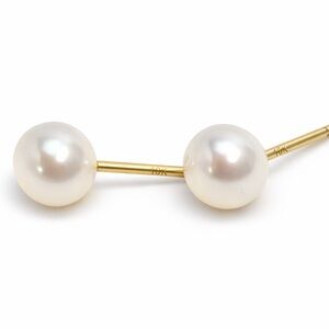 10K Gold Pearl Stud Earrings Classic Minimal